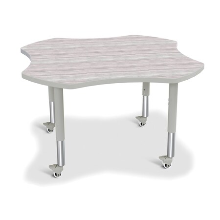 Jonti-Craft Berries Four Leaf Activity Table, Mobile, Driftwood Gray/Gray/Gray 6453JCM450